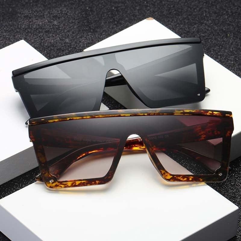 Male Flat Top Sunglasses Men Brand Black Square Shades UV400 Gradient Sun Glasses For Men Cool One Piece Designer