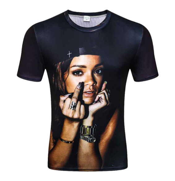 Summer Fashion T Shirts Rihanna T-Shirt men Black pop Men's Tshirt Tee