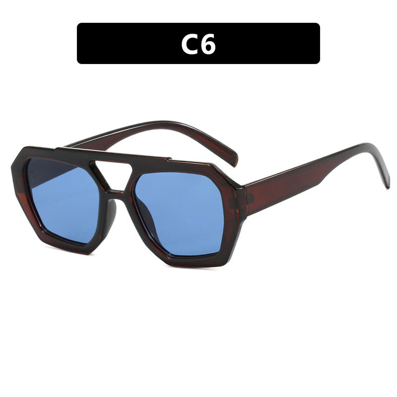 Double beam irregular sunglasses, new European and American Instagram influencers, same fashionable sunglasses, sunglasses