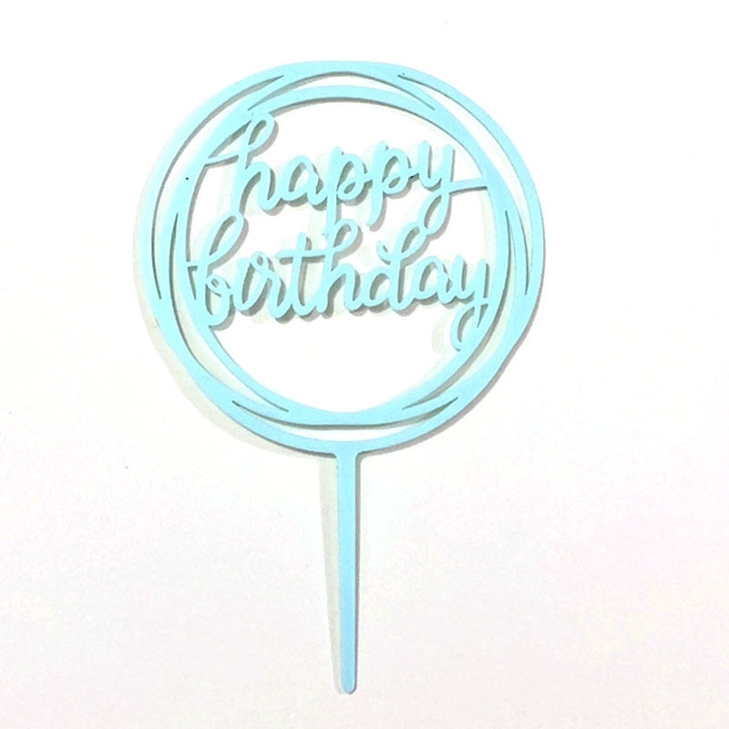 Acrylic Card Insert Happy Birthday Cake Decorating Insert Double Mirror Card Baking Holiday Flag