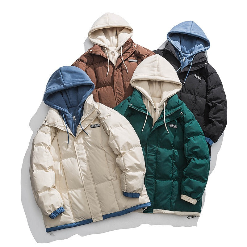 Cotton Clothing Men's Autumn And Winter New Tide Thickened Hooded Cotton Jacket Couple Cotton Jacket Men