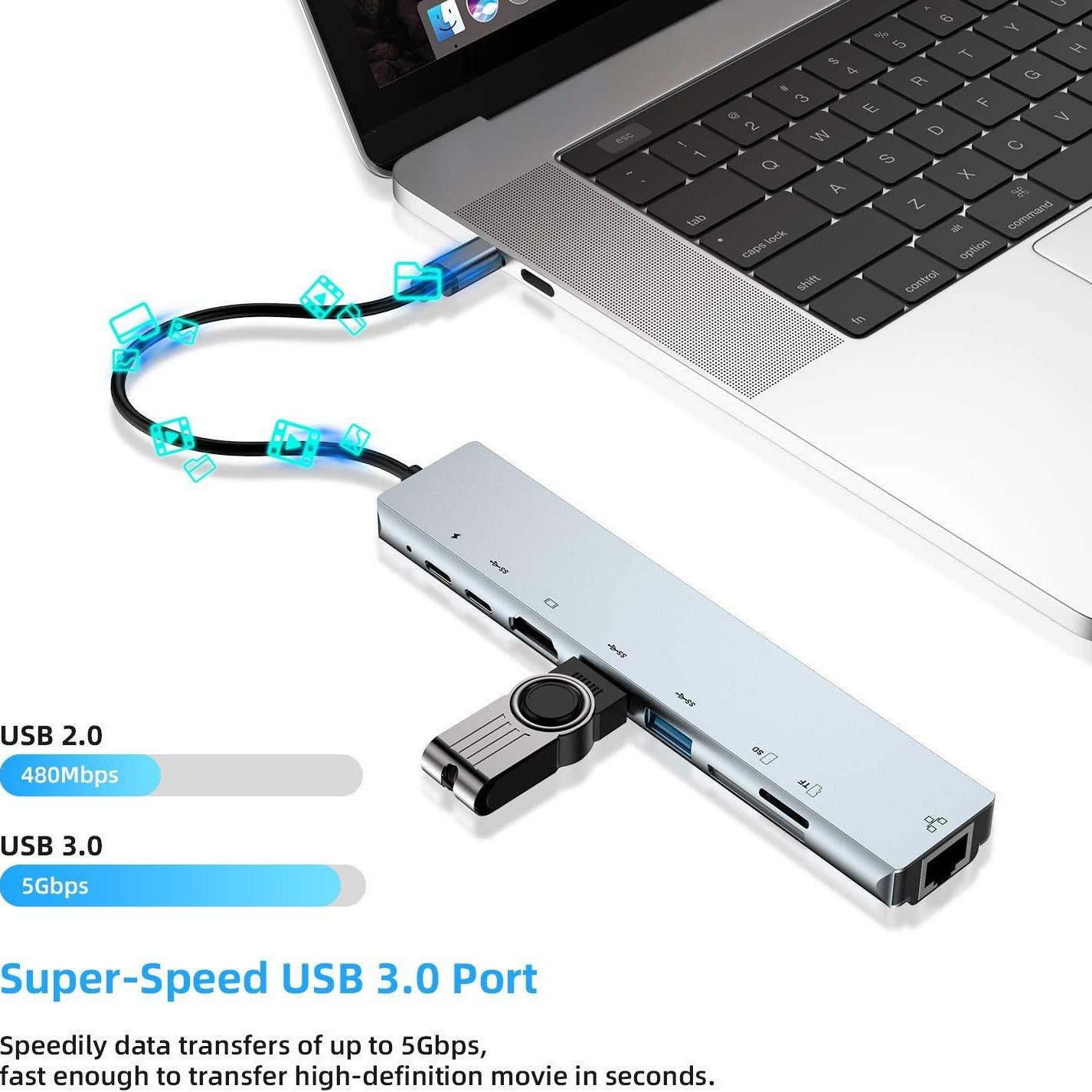 Eight in one docking station Type-C to network card HDMI multifunctional laptop converter