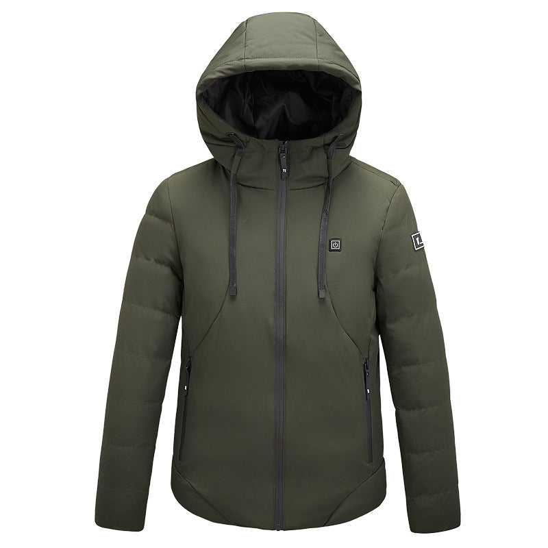 Winter outdoor sports intelligent USB charging heating jacket electric cotton jacket heating clothes for men