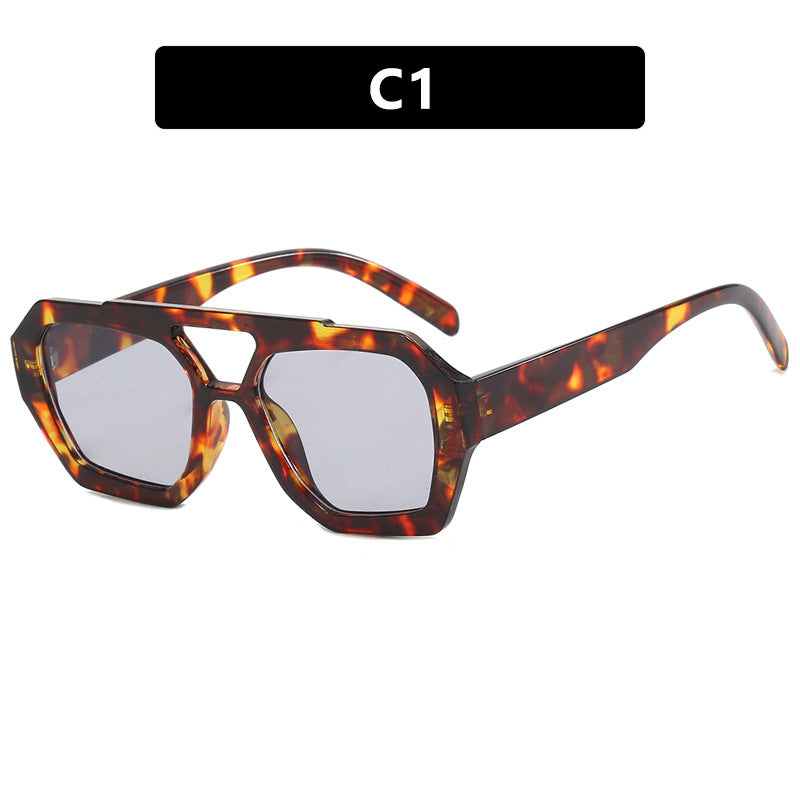 Double beam irregular sunglasses, new European and American Instagram influencers, same fashionable sunglasses, sunglasses