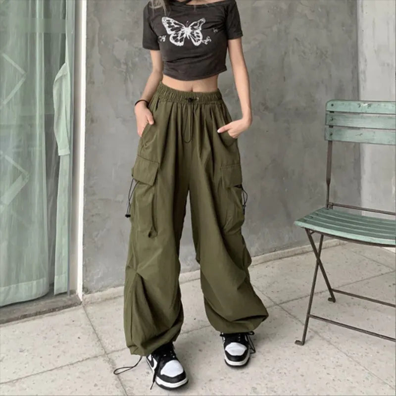 Women Streetwear Techwear Cargo Korean Harajuku Baggy Parachute Pants for Men Sweatpants Wide Leg Joggers Trousers Clothes