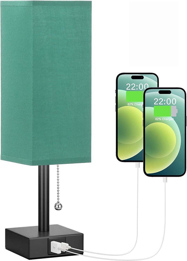 Linen 90 square desk lamp zipper switch three color temperature variable light A+C USB charging