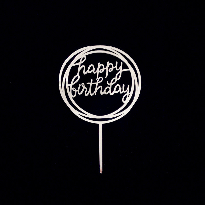 Acrylic Card Insert Happy Birthday Cake Decorating Insert Double Mirror Card Baking Holiday Flag