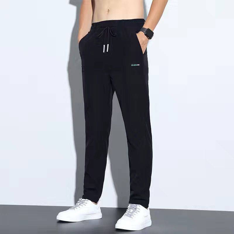 Thin ice silk pants for men, business men, casual pants, trendy straight leg loose sports pants