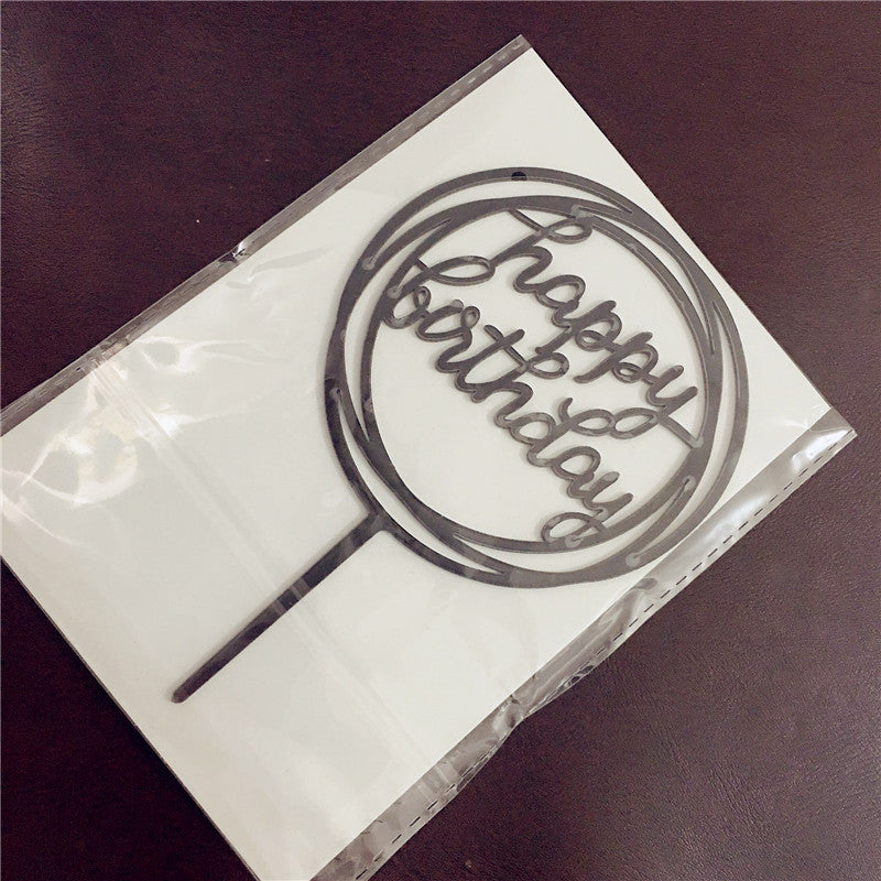 Acrylic Card Insert Happy Birthday Cake Decorating Insert Double Mirror Card Baking Holiday Flag