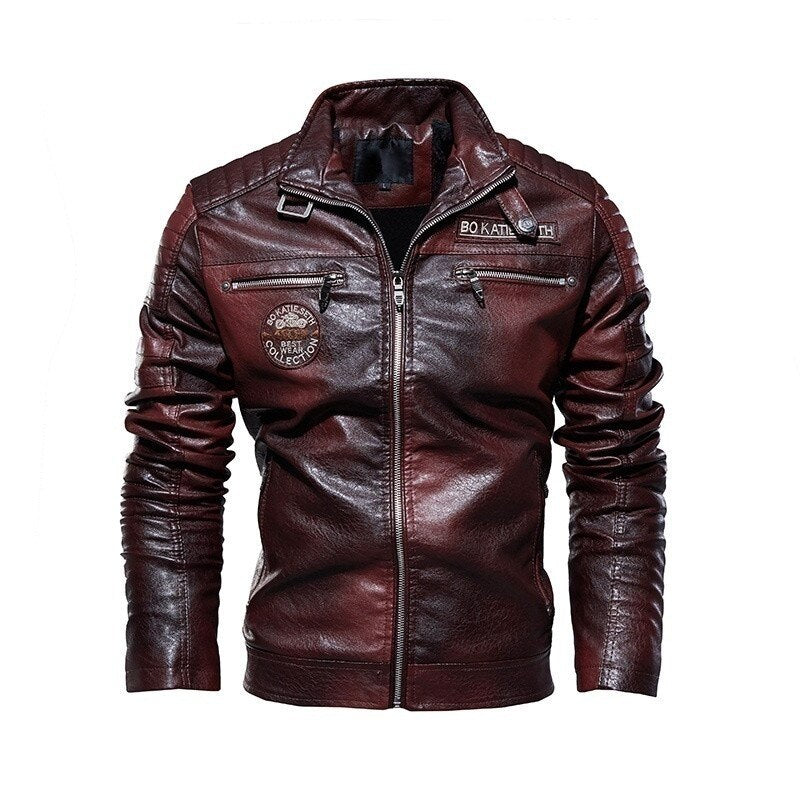 Men Leather Jacket Autumn Zipper Long Sleeve High Quality Motorcycle Jacket Coat Winter Turn Down Collar Plus Size Male Coat