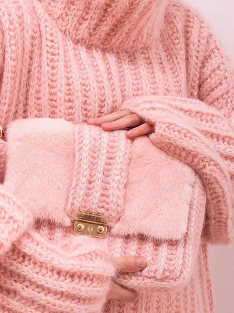 Women Turtleneck Knitted Pullover Sweater Fashion Solid Oversized Thicken Jumper  Autumn Winter Warm Female Elegant Sweaters