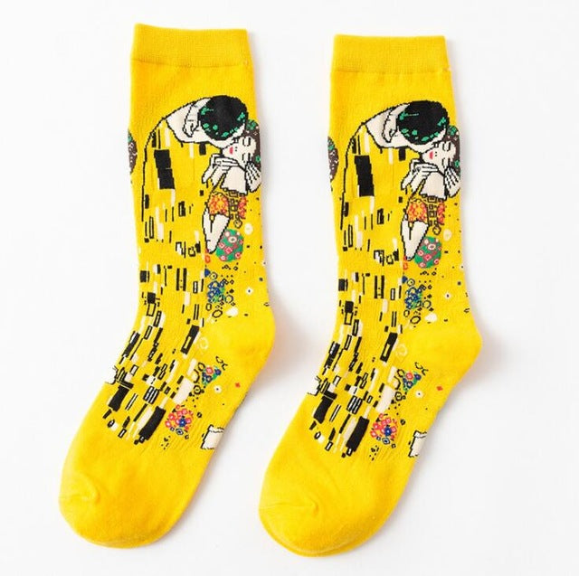 3D Retro Painting Art Socks Unisex Women Men Funny Novelty Starry Night Vintage Socks