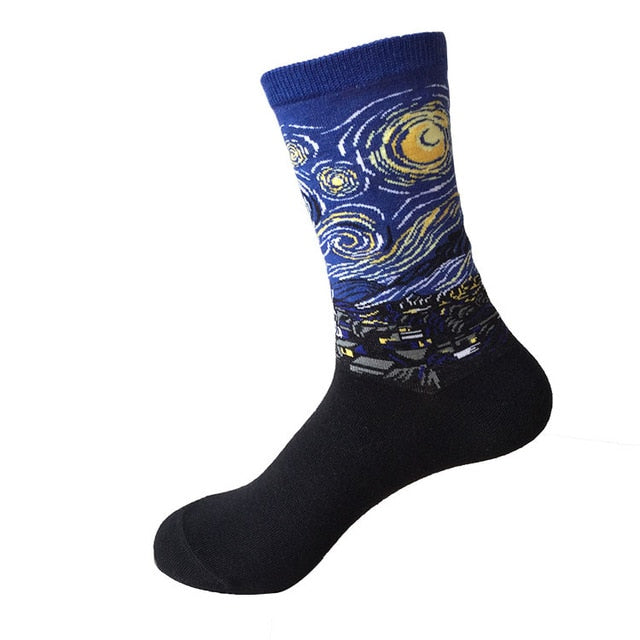 3D Retro Painting Art Socks Unisex Women Men Funny Novelty Starry Night Vintage Socks