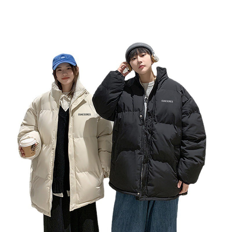 Cotton Coat For Men In Winter Hong Kong Style Couple In Cotton Jacket Thickened Warm Bread Down Cotton Coat For Men In Winter