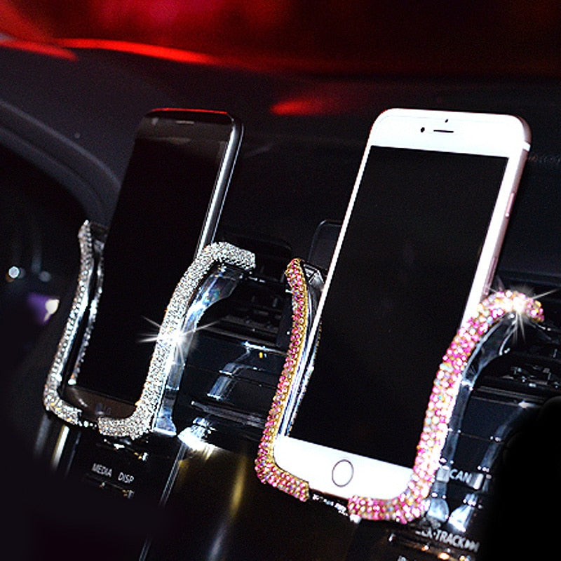 Universal Car Phone Holder with Bing Crystal Rhinestone Car Air Vent Mount Clip Cell Phone Holder for iPhone Samsung Car Holder