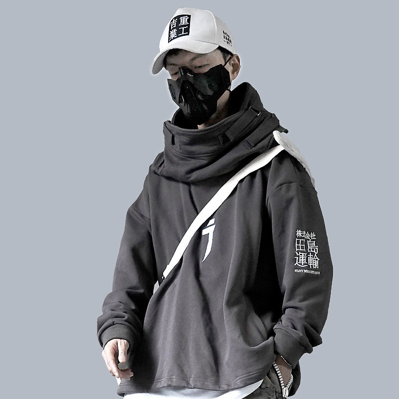 Dark Functional Style Cyberpunk Fish Mouth Hooded Sweater Oversize Hip-Hop Jacket Men And Women Couples