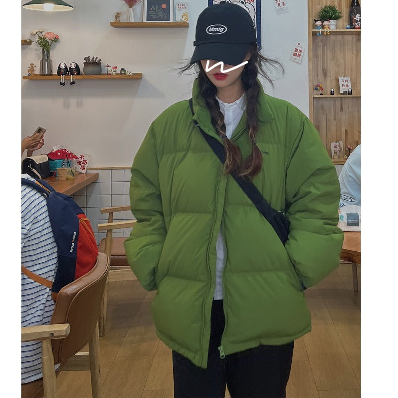 Green Down Cotton Jacket Women's Winter Short Ins Trendy Korean Version Loose Thin Bread Jacket To Keep Warm