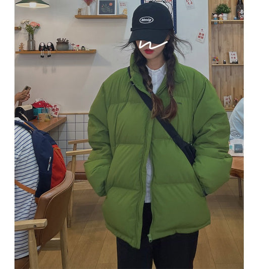 Green Down Cotton Jacket Women's Winter Short Ins Trendy Korean Version Loose Thin Bread Jacket To Keep Warm