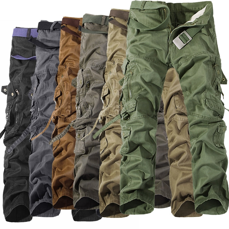 Military Tactical pants men Multi-pocket washed overalls men loose cotton pants male cargo pants for men trousers,size 28-42