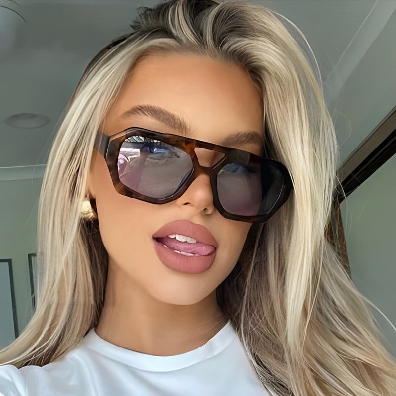 Double beam irregular sunglasses, new European and American Instagram influencers, same fashionable sunglasses, sunglasses