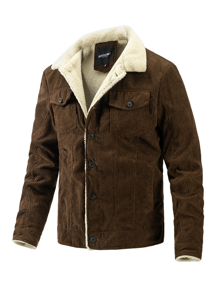 Men's Spring and Autumn New Collection Plush Collar Men's Coat