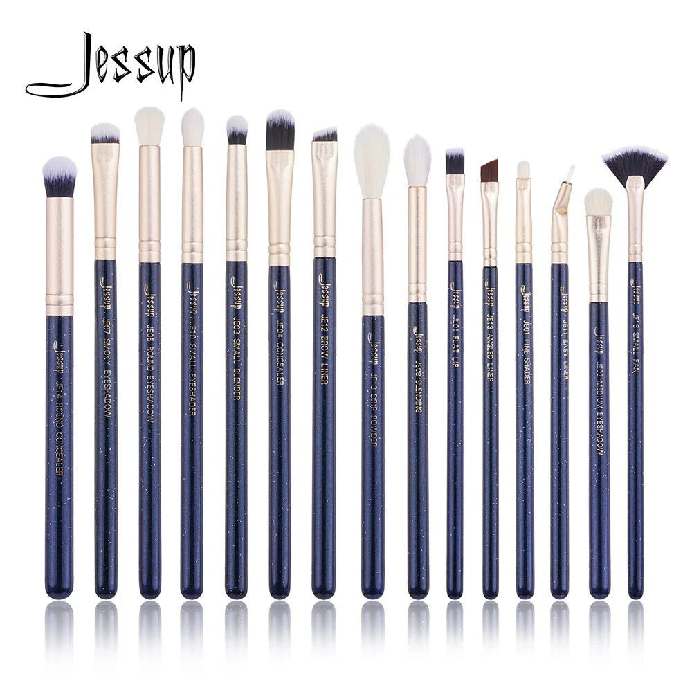 Jessup 15PCS Makeup brushes set Beauty kits Eye Make up brush EYESHADOW LIP BRUSH BLENDER Prussian Blue / Golden Sands