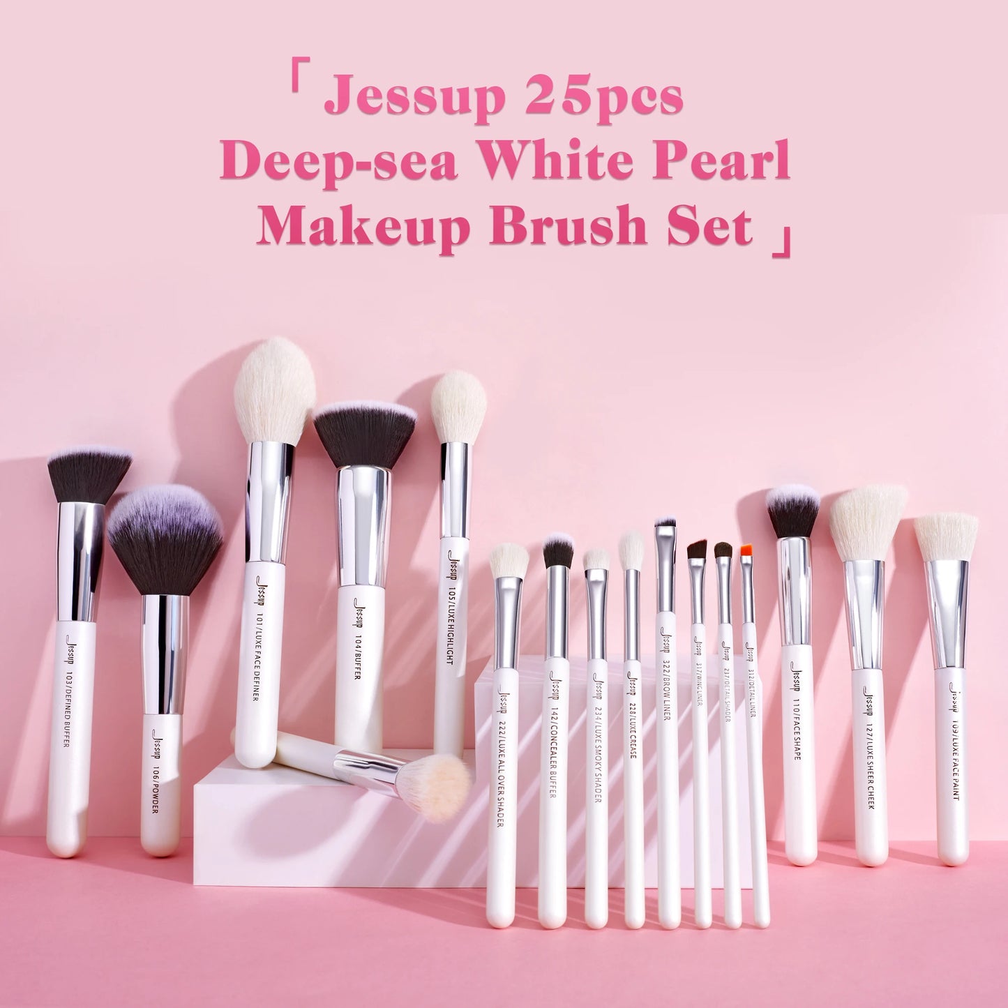 Jessup Makeup brushes set Pearl White/Silver Beauty Foundation Powder Eyeshadow Make up Brushes High quality 10pcs-25pcs