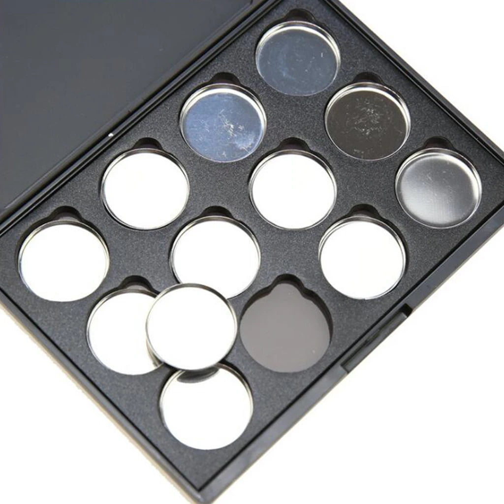 Magnetic Eyeshadow Makeup Palette Empty Blush Lipstick Container Case with 12Pcs 26mm Round Metal Pans