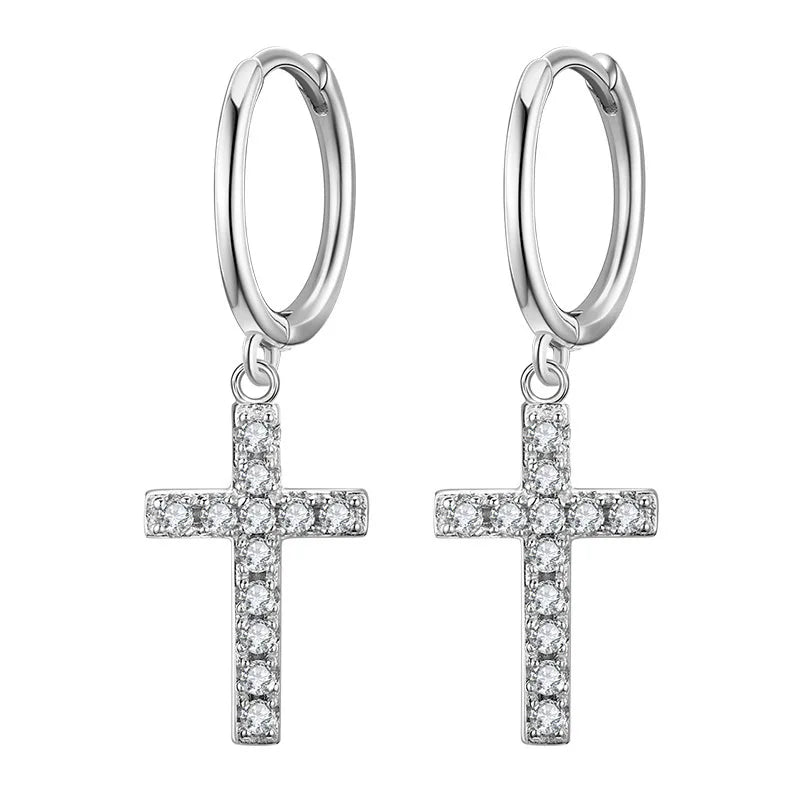 New Arrival 925 Sterling Silver Earrings  Zircon Cross Drop Earrings For Women Birthday Gift Earings Fashion Jewelry