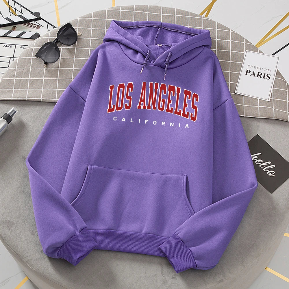 Los Angeles California Hoodies Women Fashion Novelty Casual Hooded Basic All Match Sweatshirt Warm Comfortable Fleece New Hoody