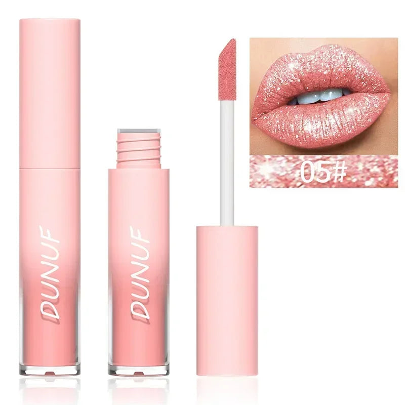 Waterproof Diamond Shimmer Glitter Lip Gloss 18 Colors Matte Glitter Liquid Lipstick Diamond Pearl Colour Lip Gloss Sexy Make Up