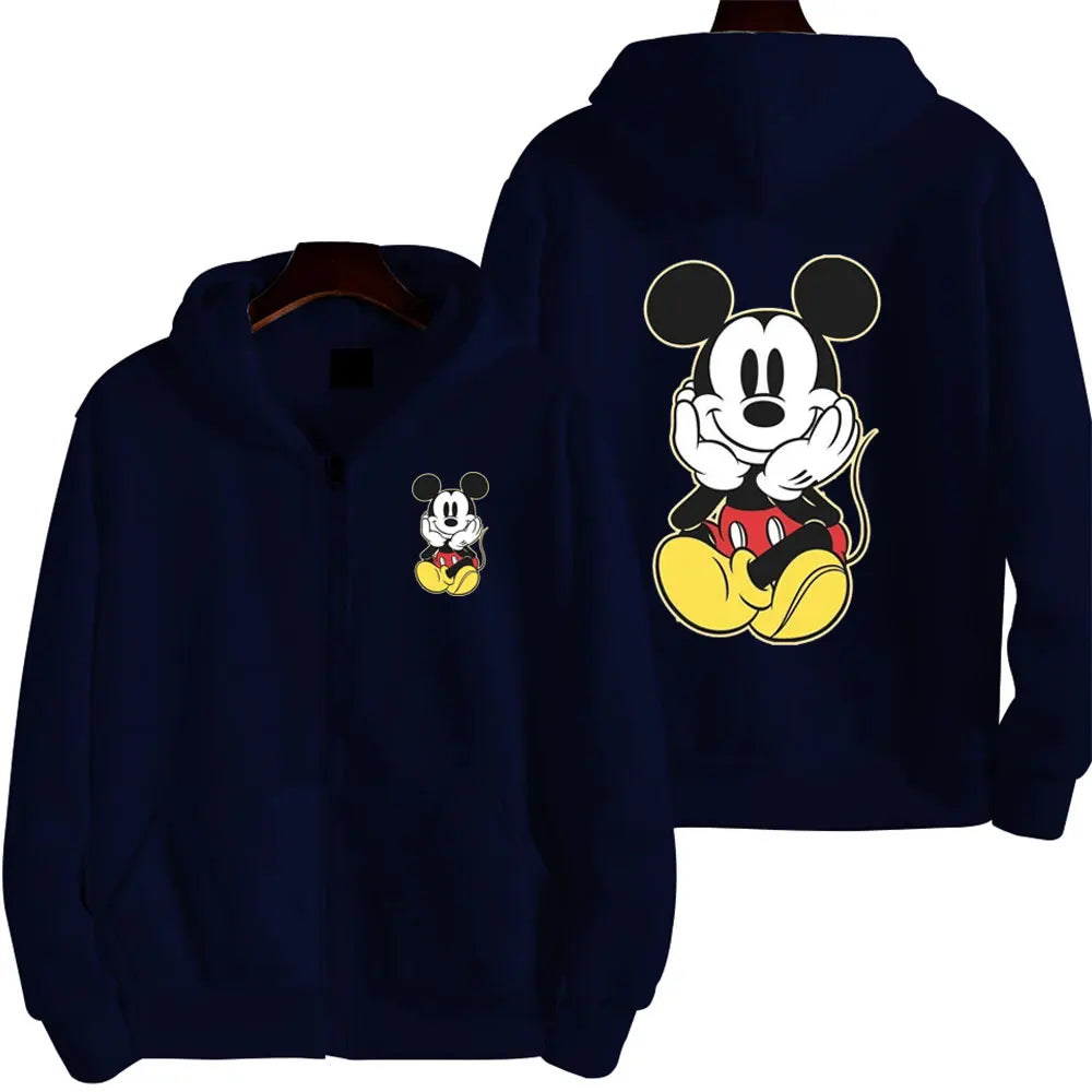 Mickey Mouse Women Zip Up Hoodie Cartoon Anime Spring Autumn Men Oversized Sweatshirt 2024 New Fashion Couple Jackets Coats