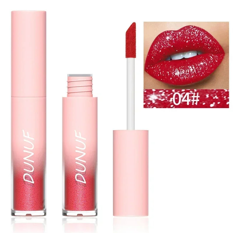 Waterproof Diamond Shimmer Glitter Lip Gloss 18 Colors Matte Glitter Liquid Lipstick Diamond Pearl Colour Lip Gloss Sexy Make Up