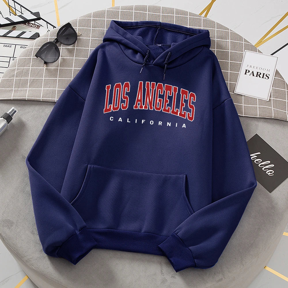 Los Angeles California Hoodies Women Fashion Novelty Casual Hooded Basic All Match Sweatshirt Warm Comfortable Fleece New Hoody