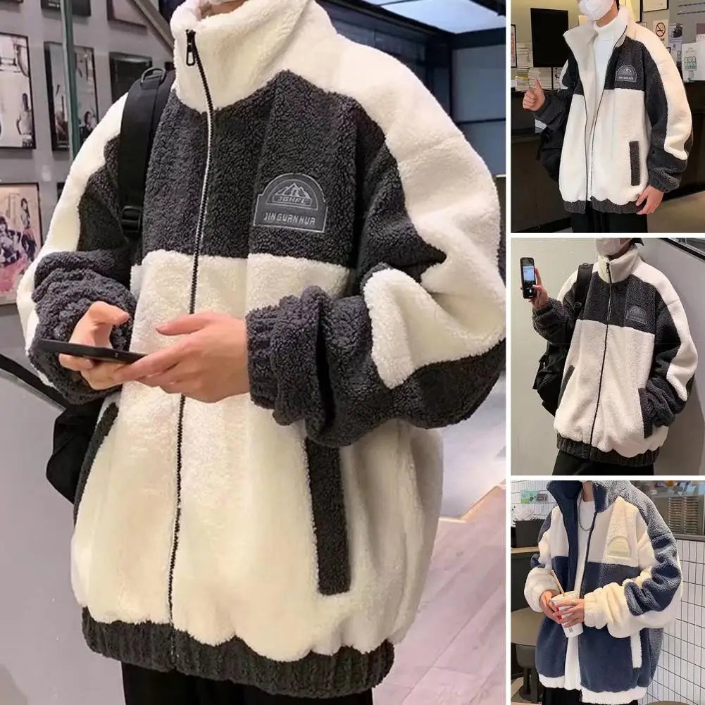 Unisex Lamb Wool Teddy Coat Men Women Cashmere Fleece Jacket Teen Couple Warm Clothing 2023 Boy Girls Varsity Techwear Spring