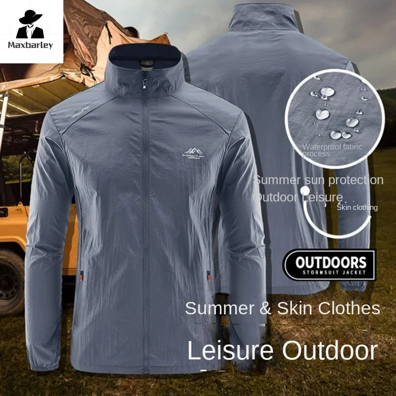 Summer Skin Windbreaker Men's Ultra Light UV Sunscreen plus size Jogging Jacket Men's Casual Camping Fishing Waterproof Coat