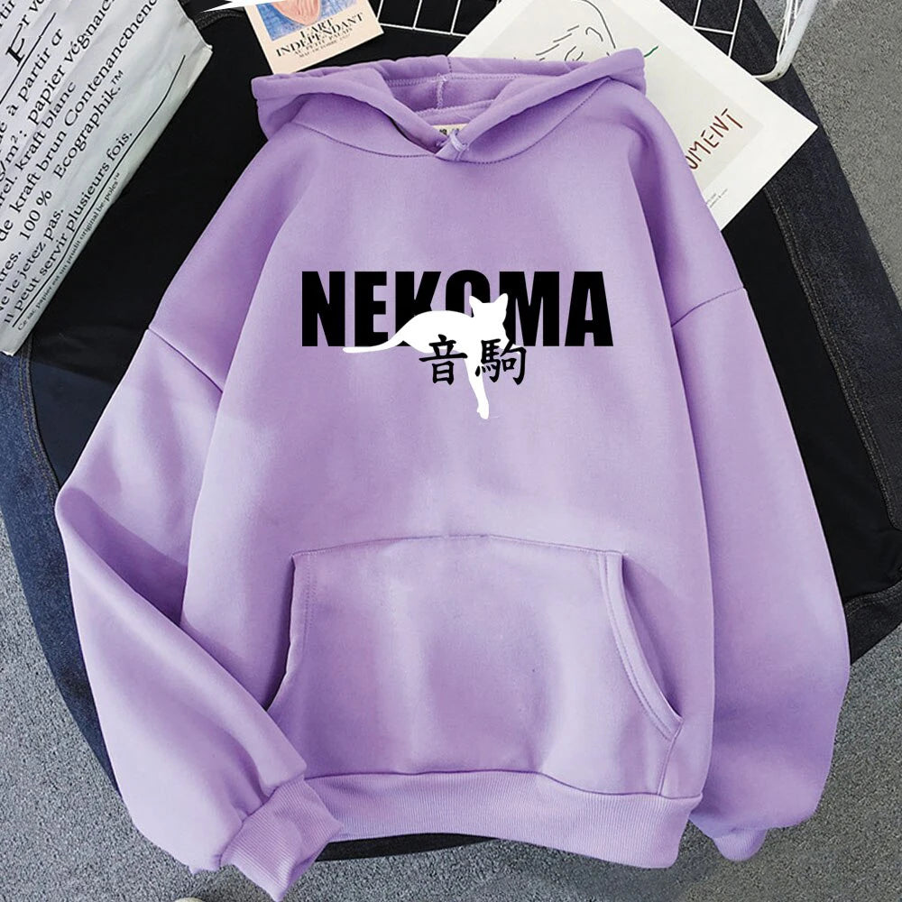 Hot Sale Japanese Anime Haikyuu NEKOMA Hoodies Men Women's Sweatshirts Harajuku Oversized Autumn Winter Streetwear Boys Girls Pu