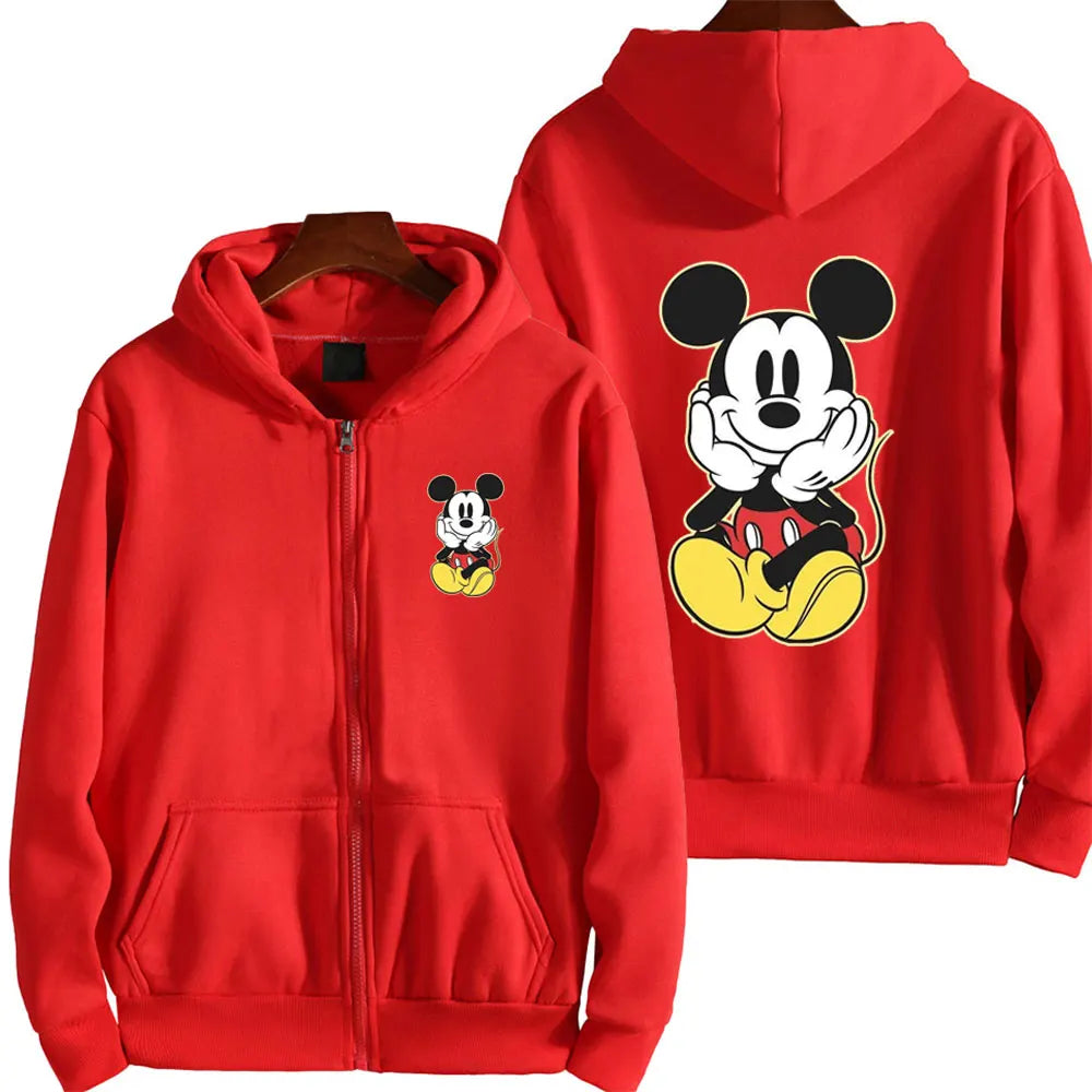 Mickey Mouse Women Zip Up Hoodie Cartoon Anime Spring Autumn Men Oversized Sweatshirt 2024 New Fashion Couple Jackets Coats