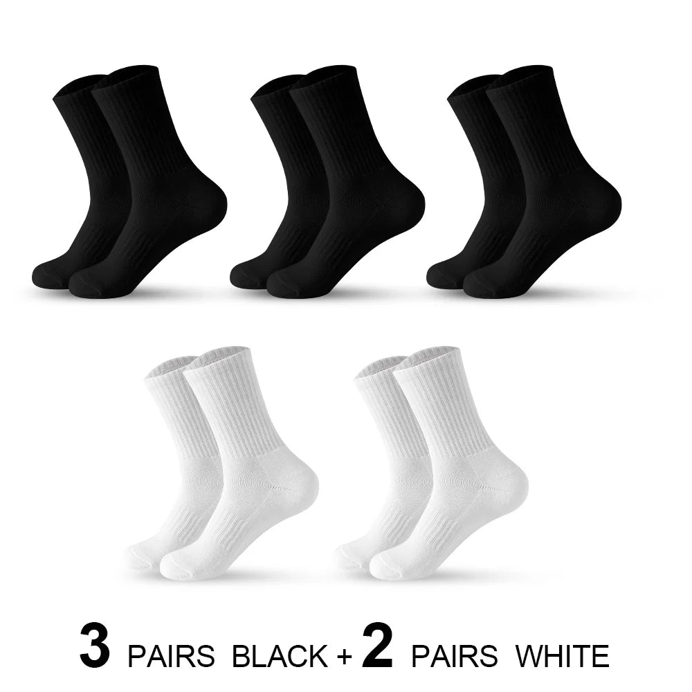 Men Socks Cotton Breathable Long Business Harajuku Socks Solid Gentleman Sox Sokken Outdoor Sports  5 Pairs/Lot Socks