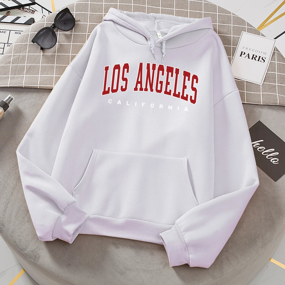 Los Angeles California Hoodies Women Fashion Novelty Casual Hooded Basic All Match Sweatshirt Warm Comfortable Fleece New Hoody