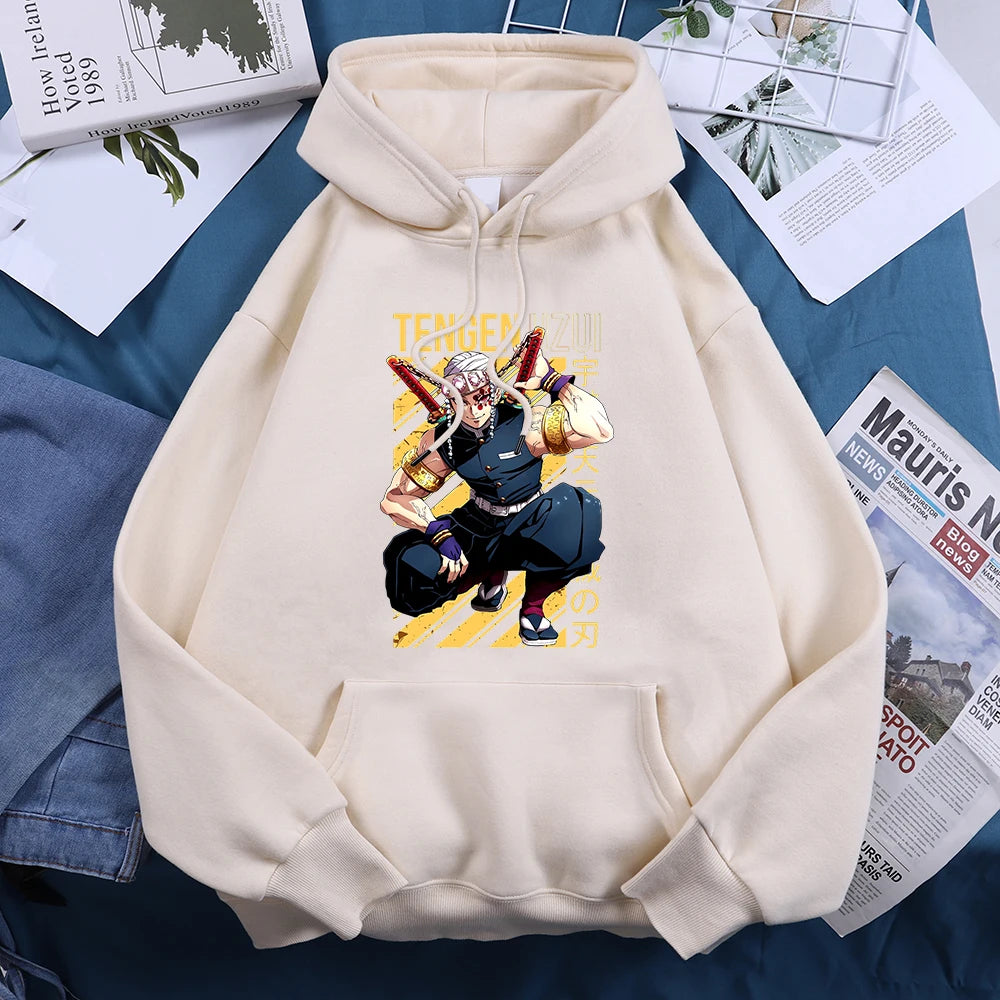 Anime Demon Slayer Uzui Tengen Prints Women Hoody Crewneck Cartoon Pullover Fashion Loose Sweatshirt Fleece Casual Female Hoodie