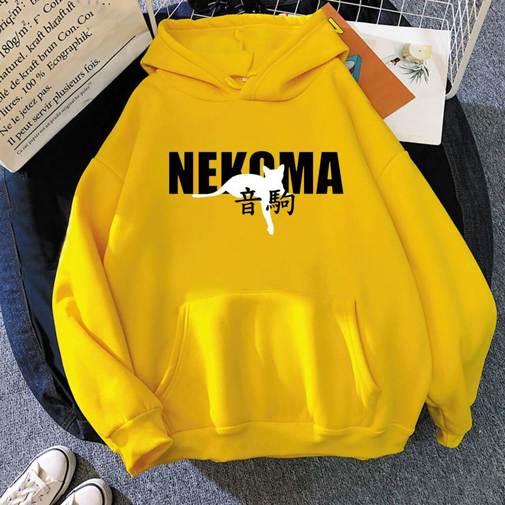 Hot Sale Japanese Anime Haikyuu NEKOMA Hoodies Men Women's Sweatshirts Harajuku Oversized Autumn Winter Streetwear Boys Girls Pu