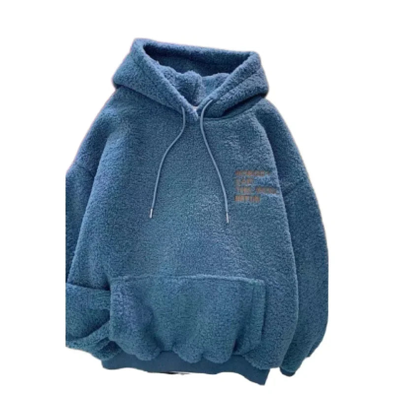 Autumn/Winter Lamb Wool Fleece-Lined Thickened Sweatshirt Women's Loose-Fit Hooded Jacket 2024 New Style Korean Dongdaemun