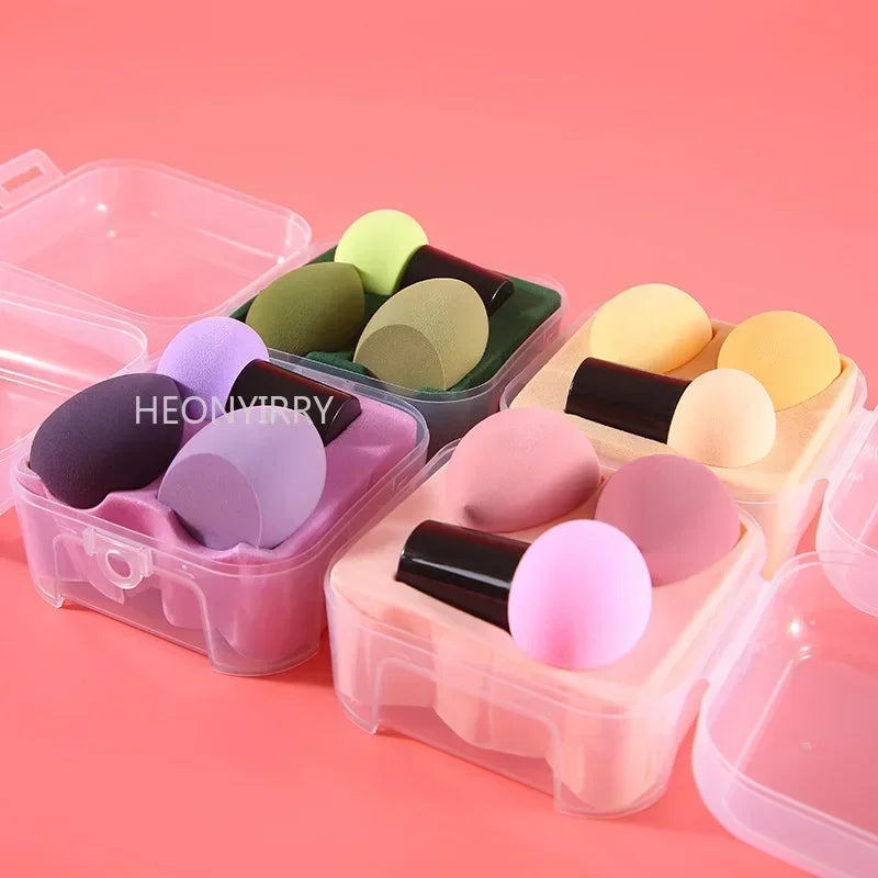 3pcs Makeup Blender Cosmetic Puff Makeup Sponge with Storage Box Foundation Powder Sponge Beauty Tool Women Make Up Accessories