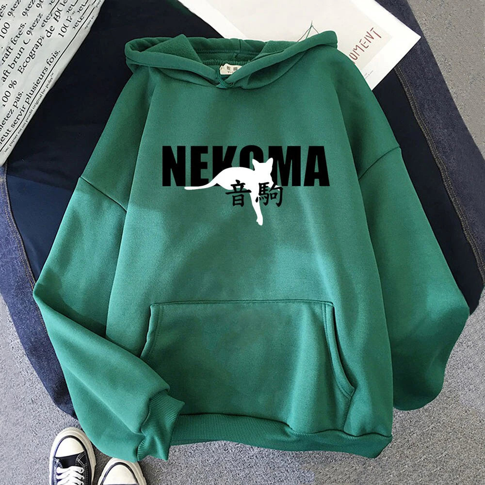 Hot Sale Japanese Anime Haikyuu NEKOMA Hoodies Men Women's Sweatshirts Harajuku Oversized Autumn Winter Streetwear Boys Girls Pu