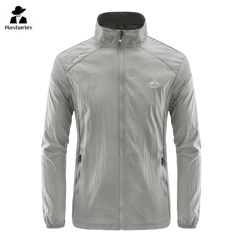 Summer Skin Windbreaker Men's Ultra Light UV Sunscreen plus size Jogging Jacket Men's Casual Camping Fishing Waterproof Coat