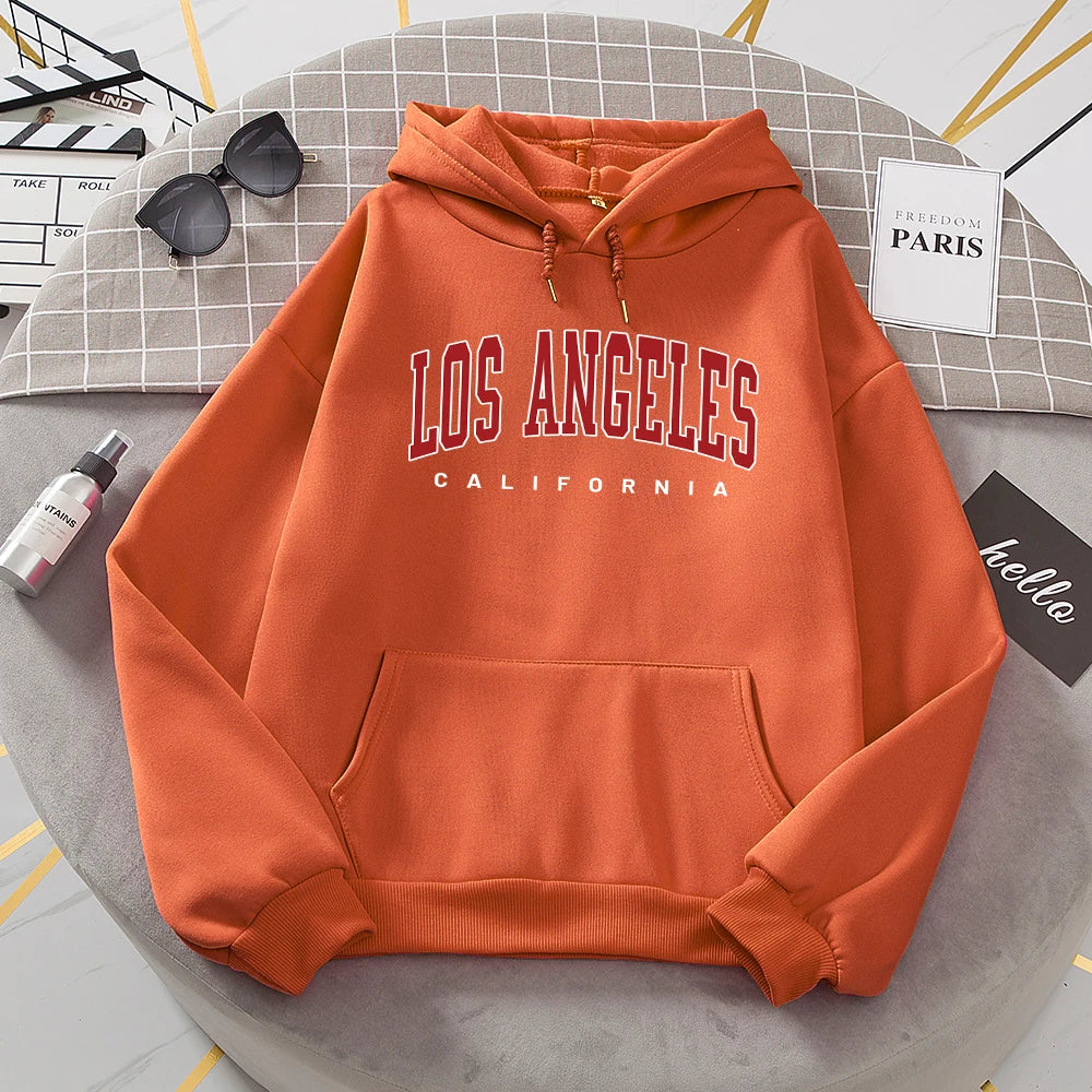 Los Angeles California Hoodies Women Fashion Novelty Casual Hooded Basic All Match Sweatshirt Warm Comfortable Fleece New Hoody