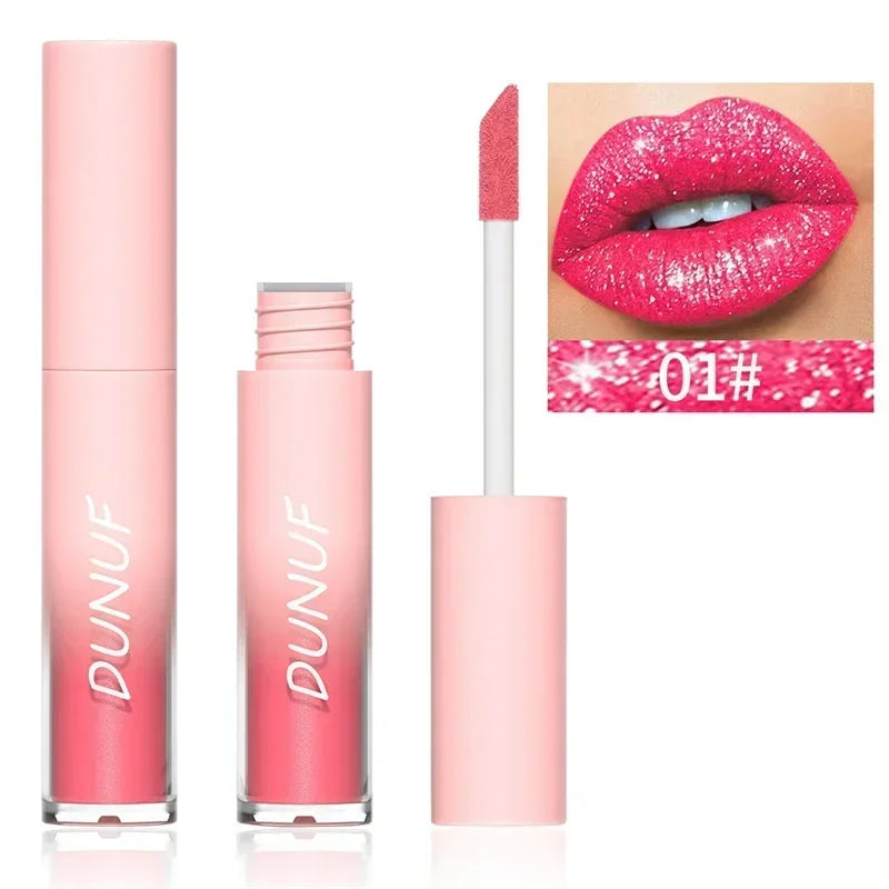 Waterproof Diamond Shimmer Glitter Lip Gloss 18 Colors Matte Glitter Liquid Lipstick Diamond Pearl Colour Lip Gloss Sexy Make Up