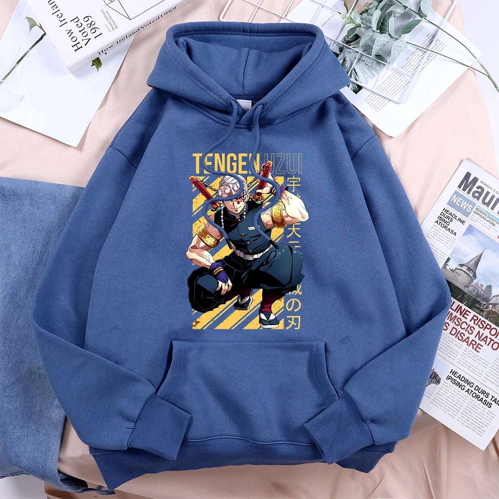 Anime Demon Slayer Uzui Tengen Prints Women Hoody Crewneck Cartoon Pullover Fashion Loose Sweatshirt Fleece Casual Female Hoodie