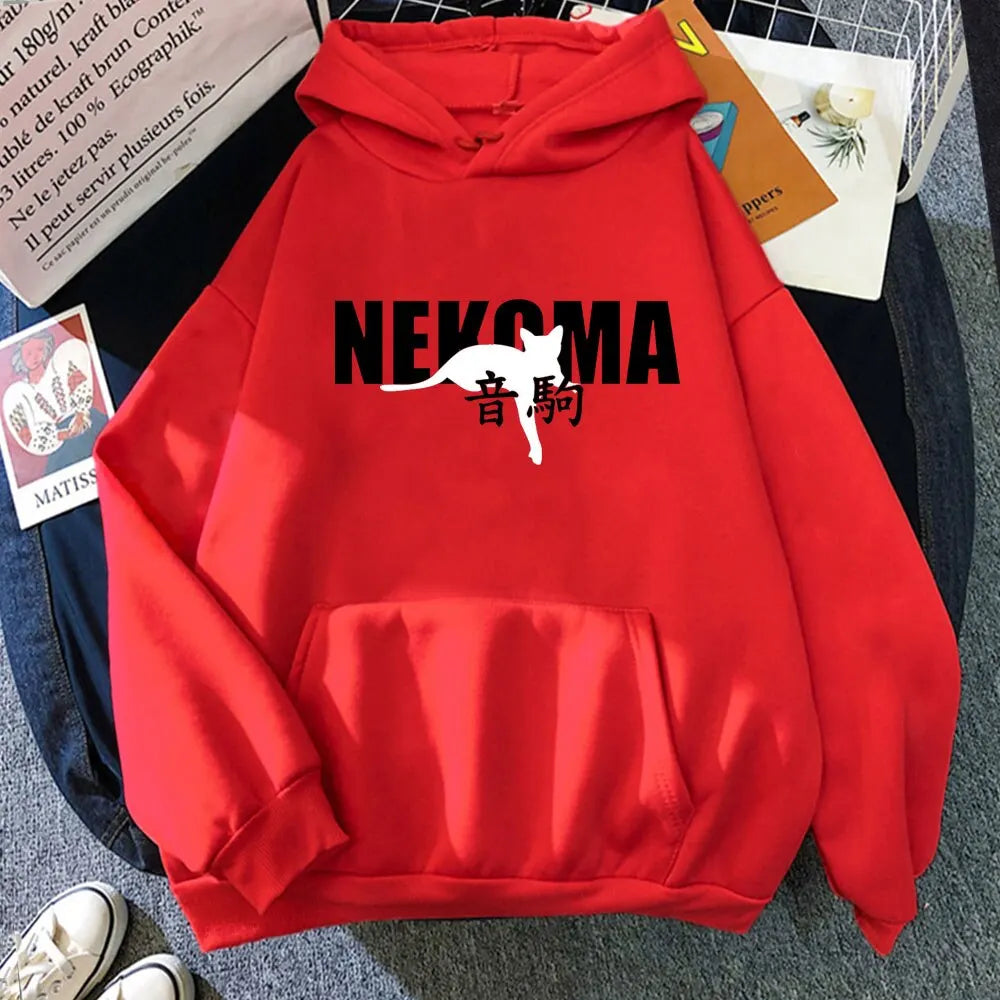 Hot Sale Japanese Anime Haikyuu NEKOMA Hoodies Men Women's Sweatshirts Harajuku Oversized Autumn Winter Streetwear Boys Girls Pu